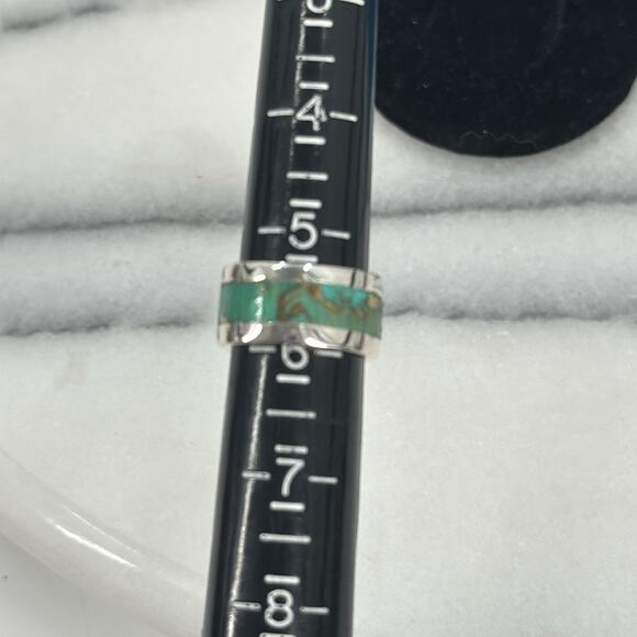 NWT Blue Turquoise Sterling Silver Band Ring size 5.5 - Picture 5 of 6